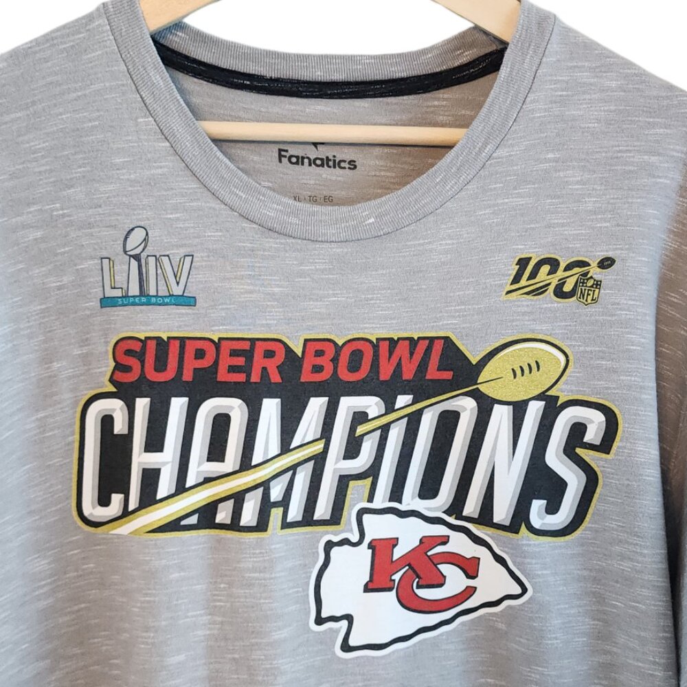 Fanatics XL NFL Gray Pro Line Chiefs Super Bowl Short Sleeve T-Shirt Men’s